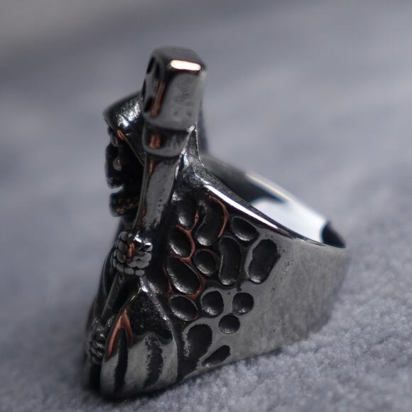 Stainless Steel Grim Reaper Ring Size 10 RSRN-659 - Picture 4 of 6